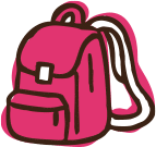 Pink backpack icon