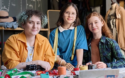 Girls in tailoring class