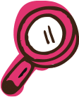 Pink magnifying glass icon